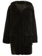 32 Paradis Sprung Frères Reversible Hooded Coat, Women's, Size: Medium, Black, Mink Fur