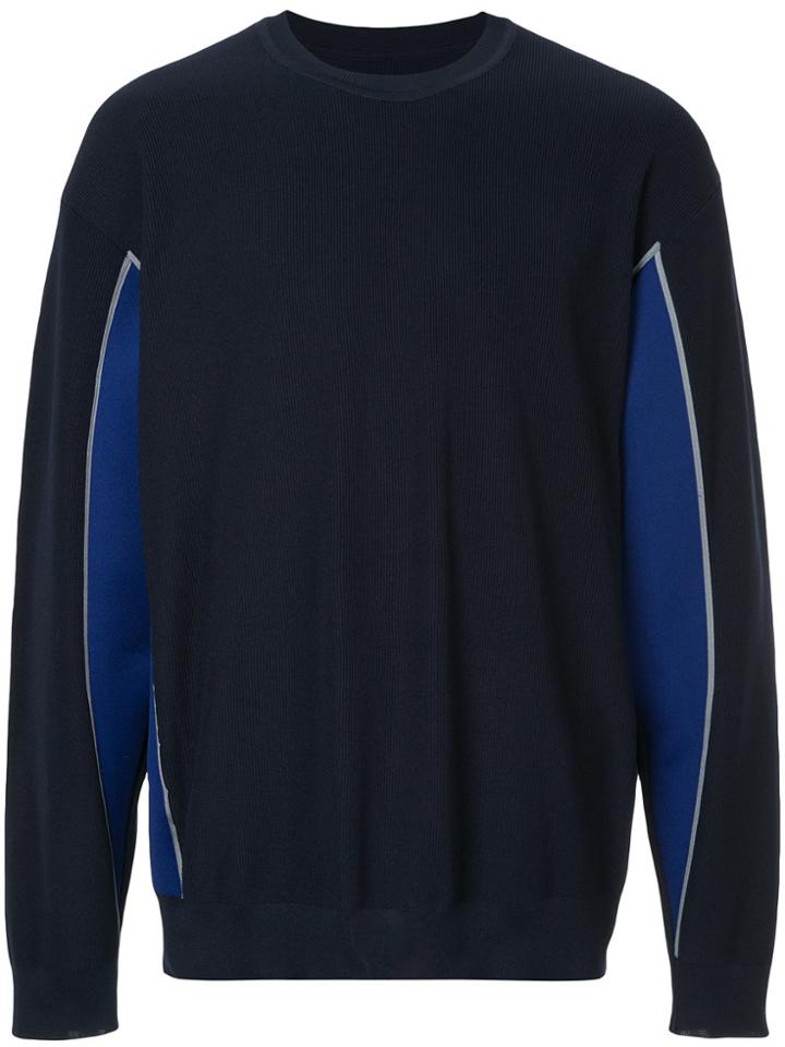 08sircus Panelled Crew-neck Jumper - Blue