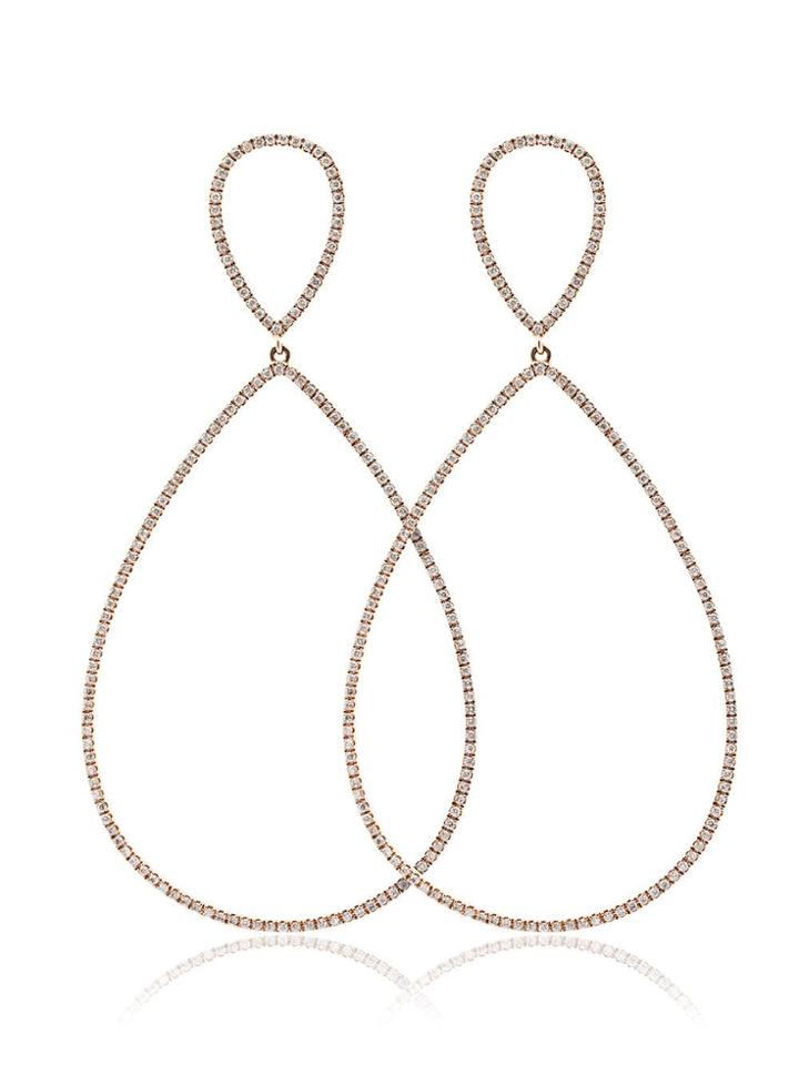 Rosa De La Cruz 18k Rose Gold And Diamond Teardrop Earrings - Metallic