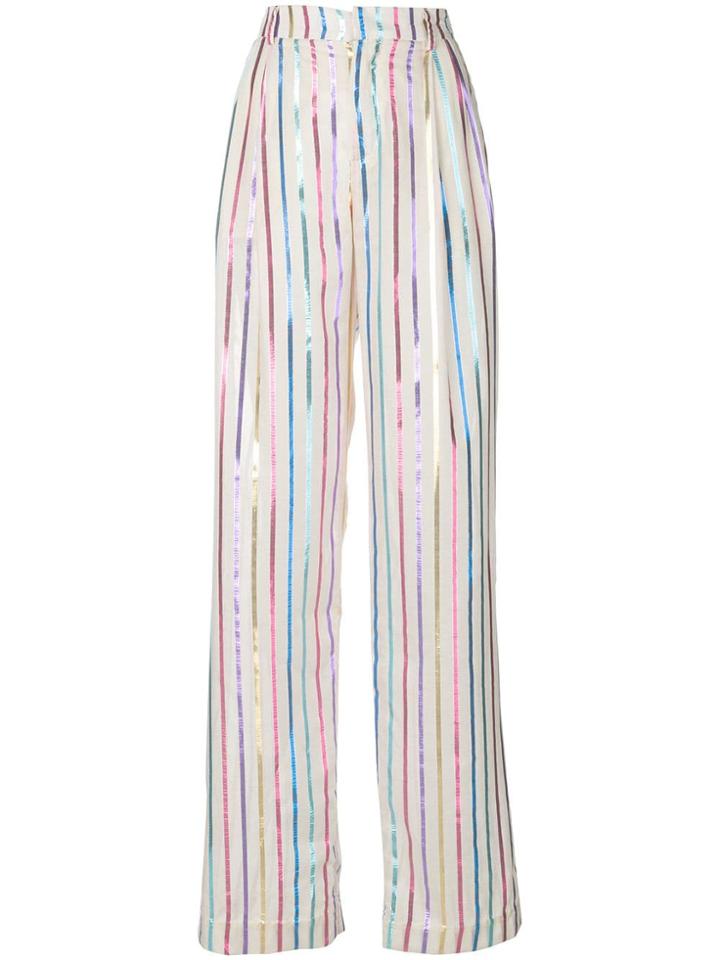 Attico Striped Flared Trousers - Neutrals