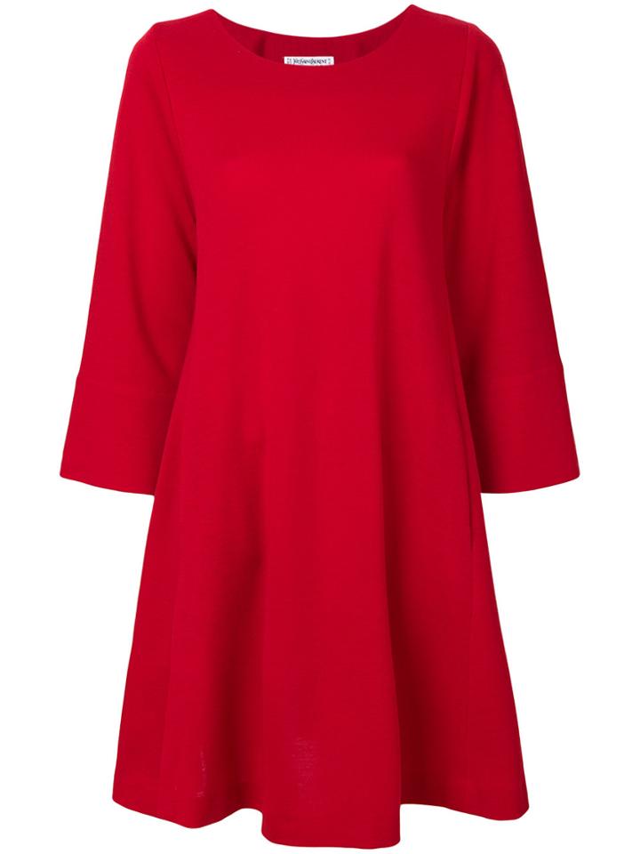 Yves Saint Laurent Vintage Wide Sleeved Trapeze Dress - Red