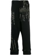 Yohji Yamamoto Cropped Chinese-print Trousers - Black