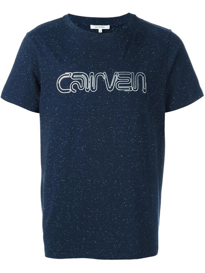 Carven Glitter Effect Logo T-shirt, Men's, Size: Large, Blue, Cotton/spandex/elastane