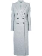 Alexander Mcqueen Double Breasted Long Peacoat - Grey
