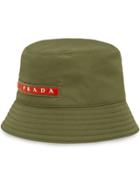 Prada Logo Patch Bucket Hat - Green