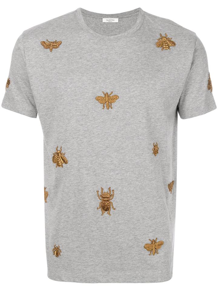 Valentino Embroidered Insect T-shirt - Grey