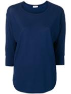 Zanone Three-quarter Sleeve Knitted Top - Blue