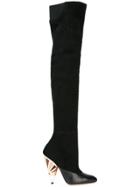 Givenchy Printed Heel Over-the-knee Boots - Black