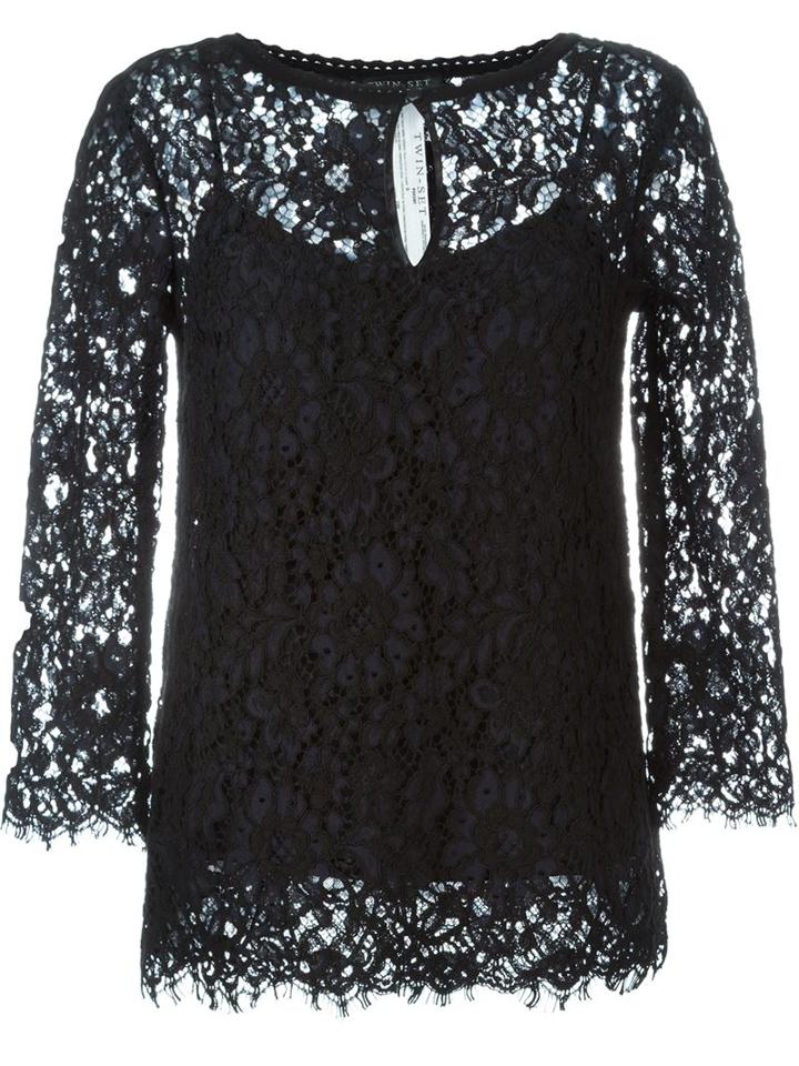 Twin-set Three-quarter Sleeve Lace Top