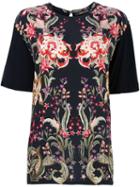 Roberto Cavalli Floral Print T-shirt, Women's, Size: 46, Black, Silk/viscose