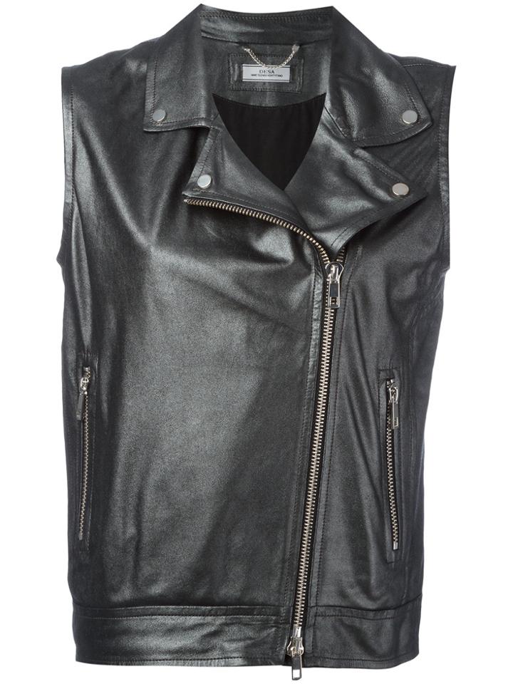 Desa 1972 Sleeveless Biker Jacket - Black