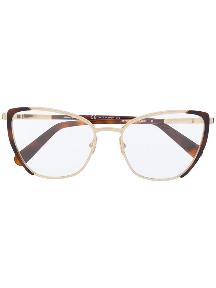Salvatore Ferragamo Cat-eye Frame Glasses - Gold