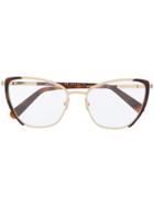 Salvatore Ferragamo Cat-eye Frame Glasses - Gold