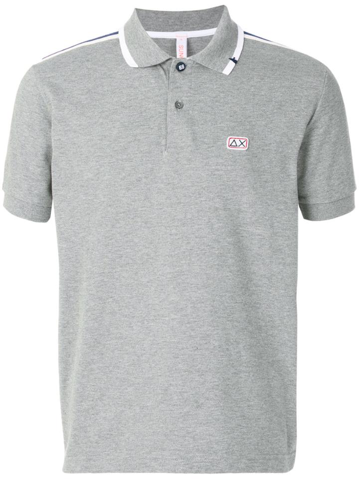 Sun 68 Logo Patch Polo Shirt - Grey