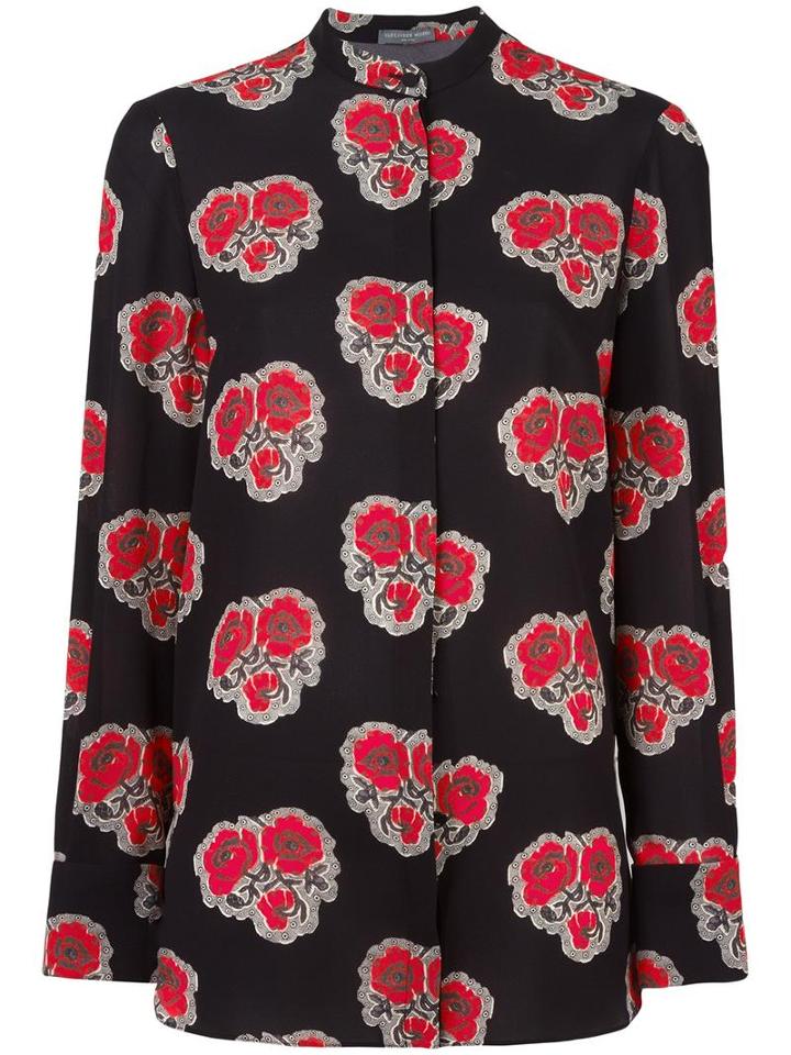 Alexander Mcqueen Poppy Print Blouse, Women's, Size: 40, Black, Silk