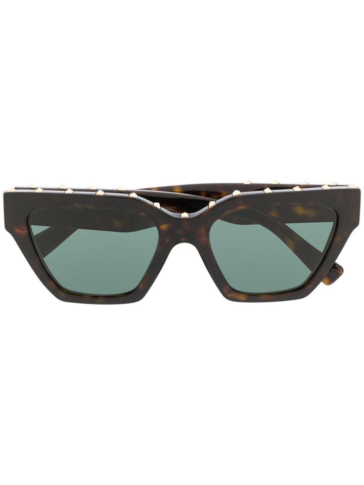 Valentino Eyewear Rockstude Squared Tortoiseshell Effect Sunglasses -