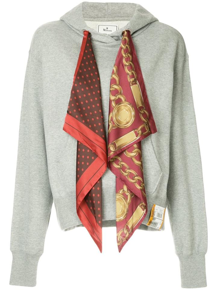 Maison Mihara Yasuhiro Scarf Detail Hoodie - Grey