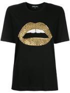 Markus Lupfer Sequined Lip T-shirt - Black