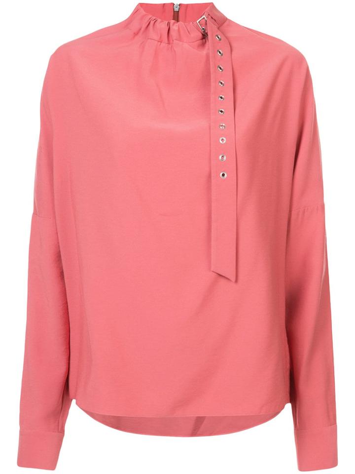 Tibi Twill Buckle Dolman Blouse - Pink & Purple