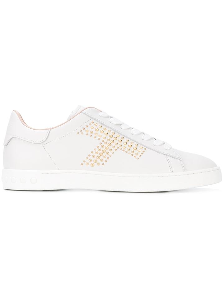 Tod's Studded Lace-up Sneakers - White