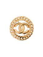 Chanel Vintage Logo Chain Brooch, Women's, Metallic