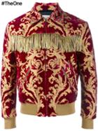Saint Laurent Fringed Brocade Jacket, Men's, Size: 48, Pink/purple, Silk/cotton/metallic Fibre