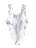 Karl Lagerfeld Kids Striped Swimsuit - White