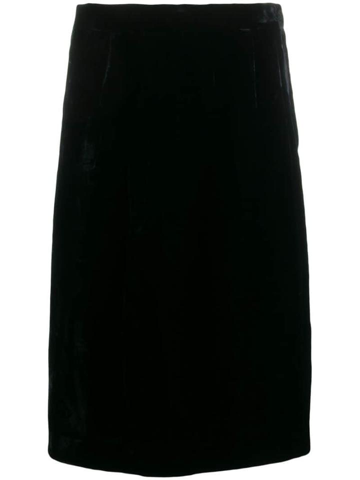 Emanuel Ungaro Pre-owned 1980's Velvet Effect Straight Skirt - Black