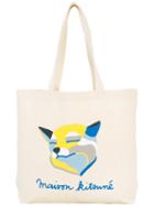 Maison Kitsuné - Printed Tote Bag - Unisex - Cotton - One Size, Nude/neutrals, Cotton