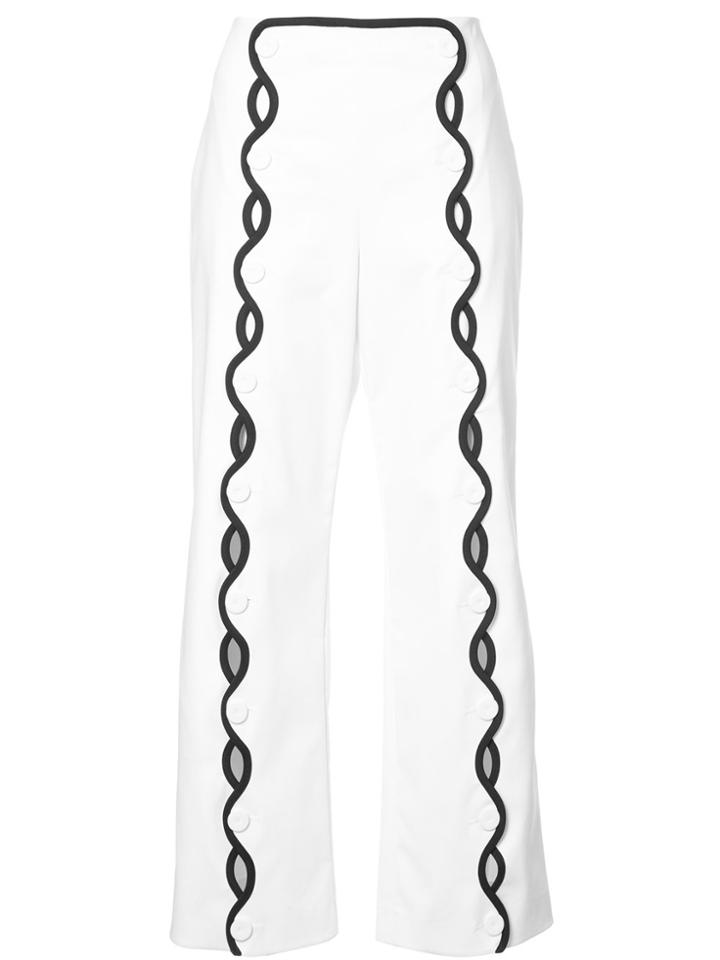 Sara Battaglia Contrast-trim Wave Trousers - White