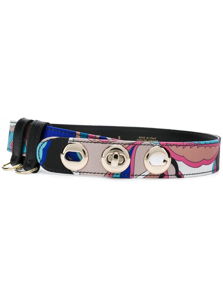 Emilio Pucci Silver-tone Buckle Printed Belt - Blue