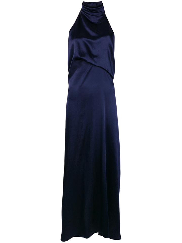 Sid Neigum Draped Halterneck Maxi Gown - Blue