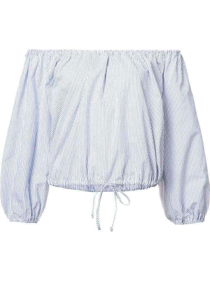 Sea Off-shoulders Striped Blouse, Women's, Size: Small, Blue, Cotton
