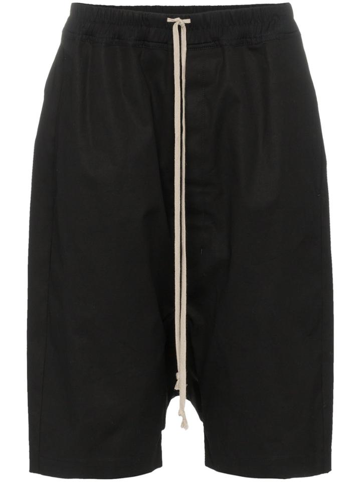 Rick Owens Pods Drop-crotch Cotton Blend Shorts - Black