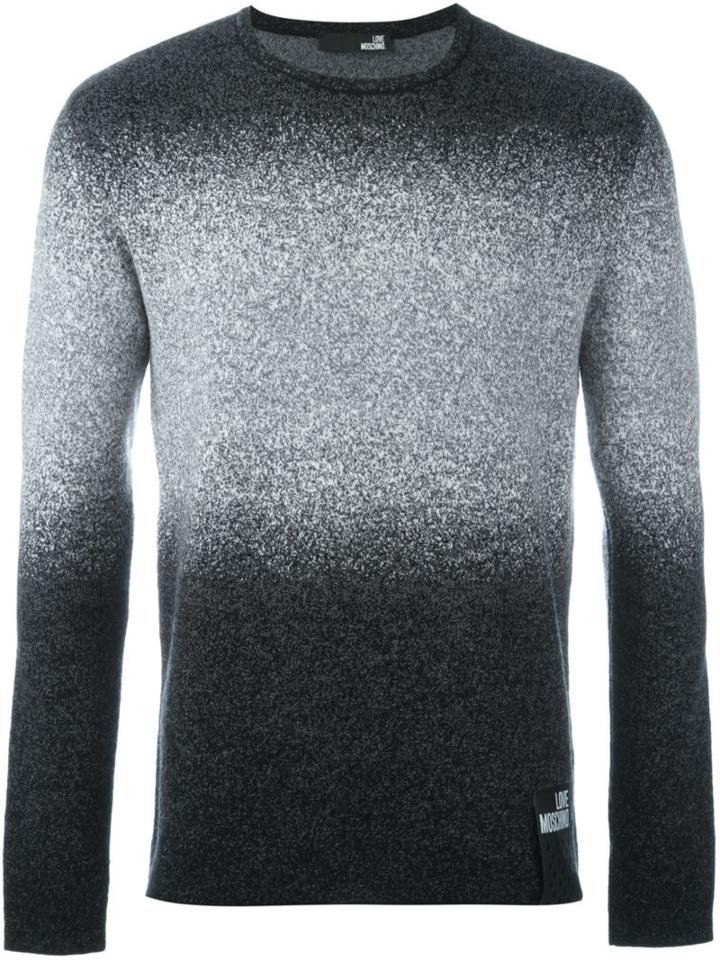 Love Moschino Stripe Detail Jumper, Men's, Size: Medium, Grey, Virgin Wool