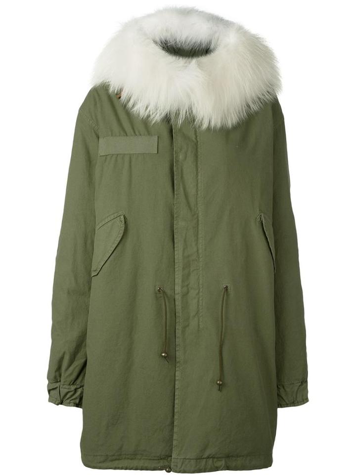 Mr & Mrs Italy Fur Collar Parka, Women's, Size: Medium, Green, Cotton/leather/polyester/racoon Fur