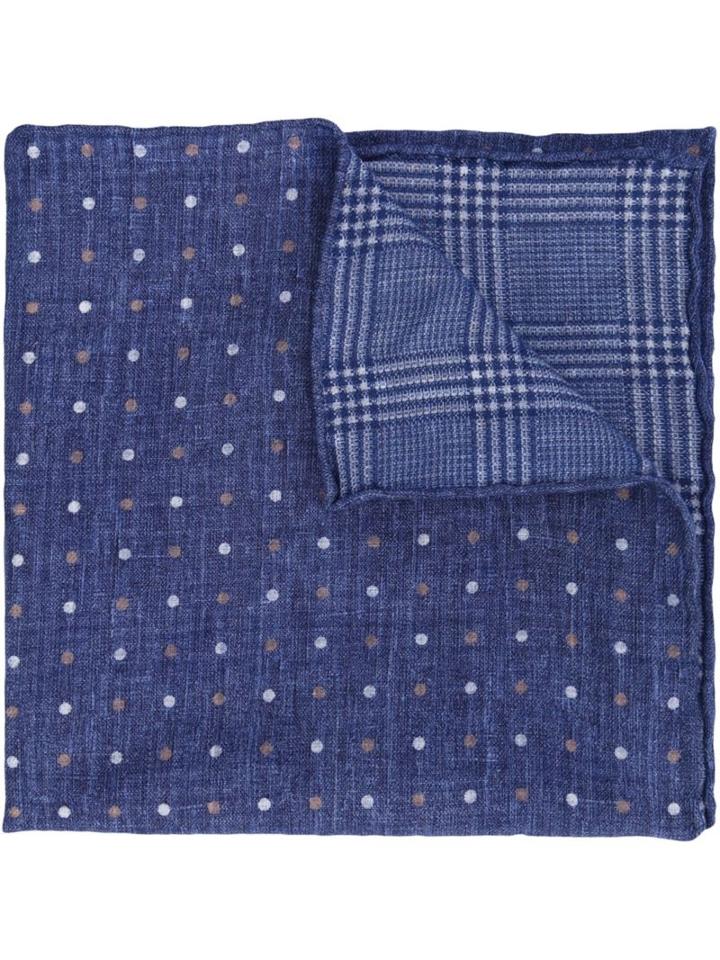 Brunello Cucinelli Polka Dot Checked Pocket Square