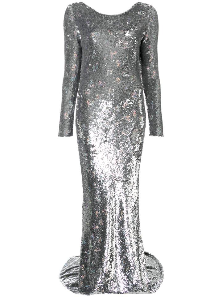 Ashish Sequined Gown - Metallic