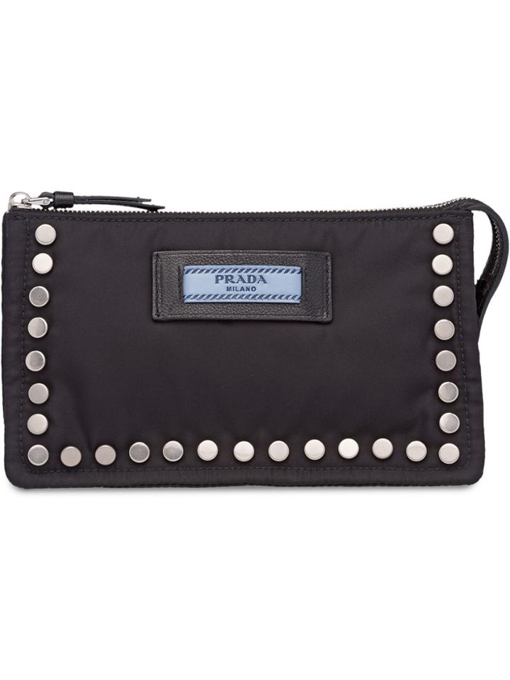 Prada Studded Fabric Cosmetic Pouch - Black