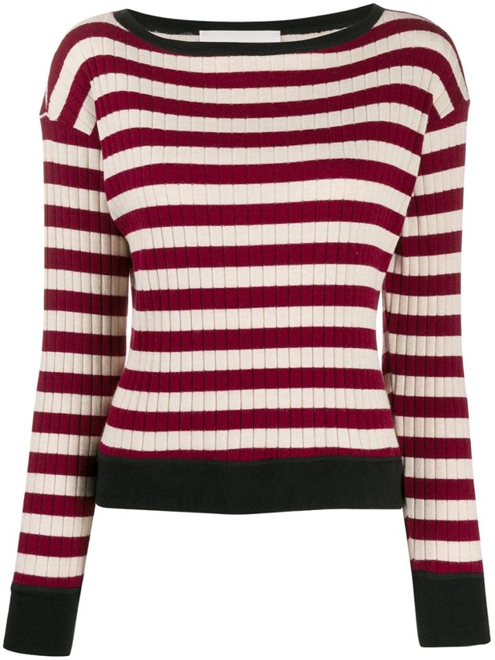 8pm Ribbed Knit Striped Jumper - Neutrals
