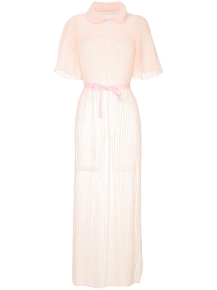 Writtenafterwards Peter Pan Collar Plissé Maxi Dress - Pink & Purple