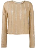 T By Alexander Wang Distressed Jumper, Women's, Size: Small, Nude/neutrals, Merino