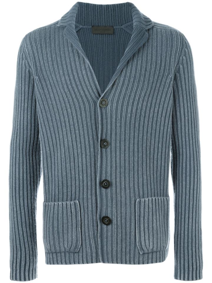 Iris Von Arnim Ribbed Cardigan, Men's, Size: Xl, Blue, Cashmere