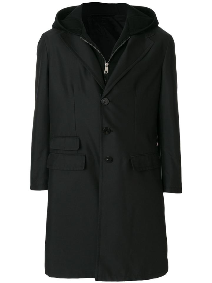 Neil Barrett Layered Hooded Coat - Black