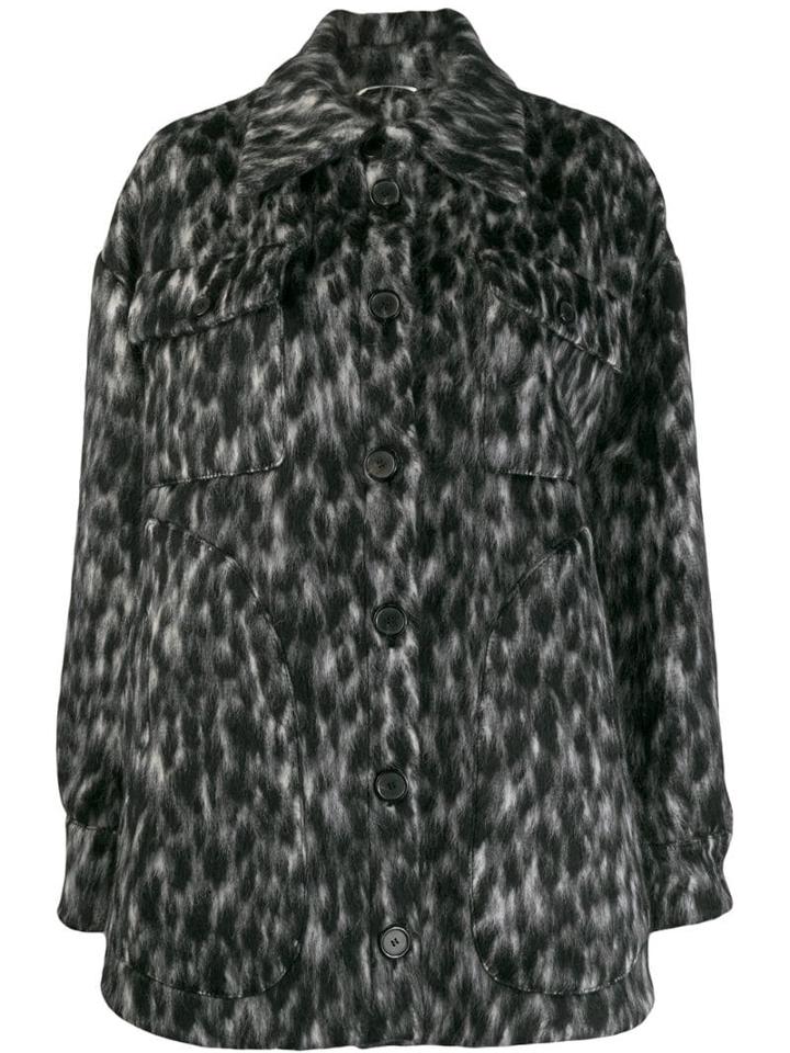 Rochas Patterned Coat - Black