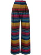 House Of Holland Striped Flared Trousers - Blue