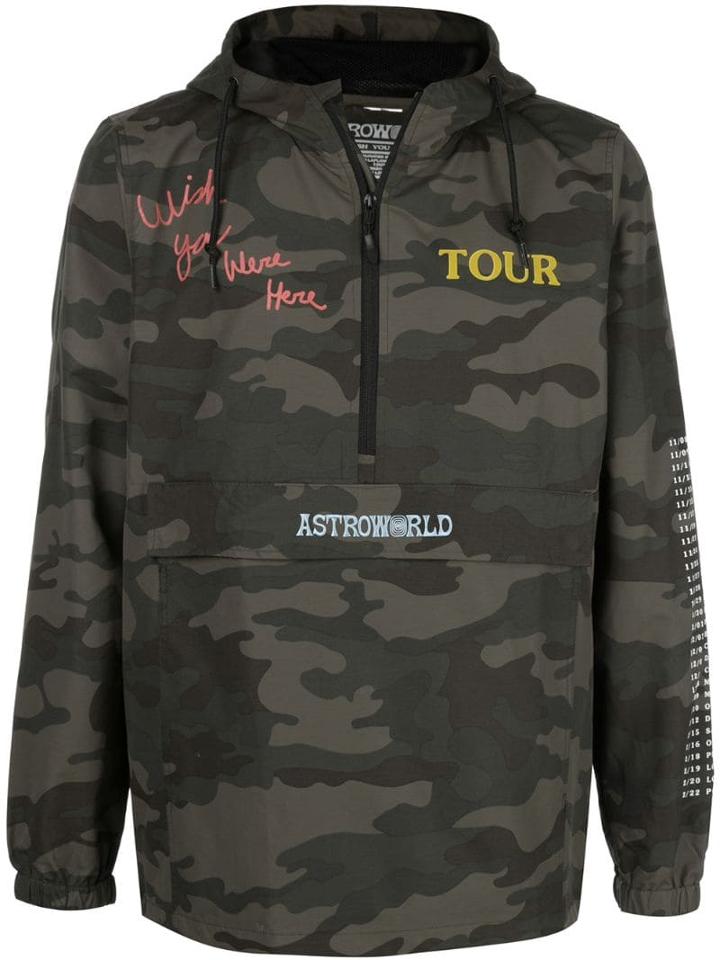Travis Scott Astroworld Camouflage Pattern Hooded Jacket - Green