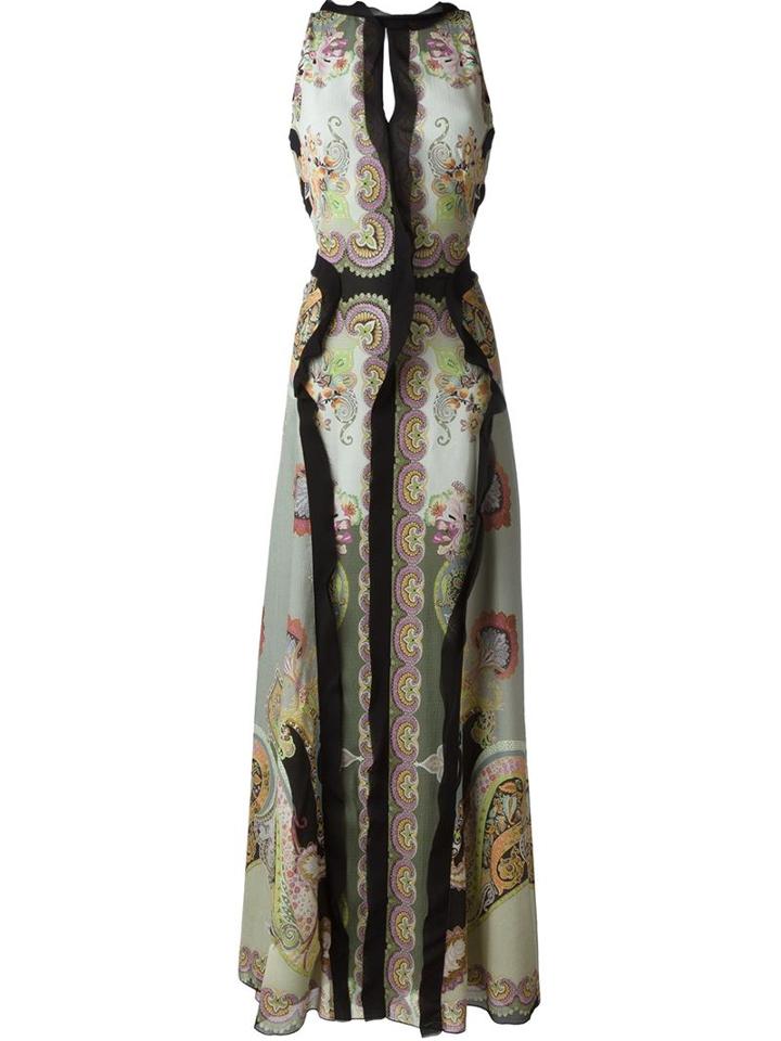 Etro Arabesque Print Draped Gown, Women's, Size: 42, Silk