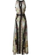 Etro Arabesque Print Draped Gown, Women's, Size: 42, Silk