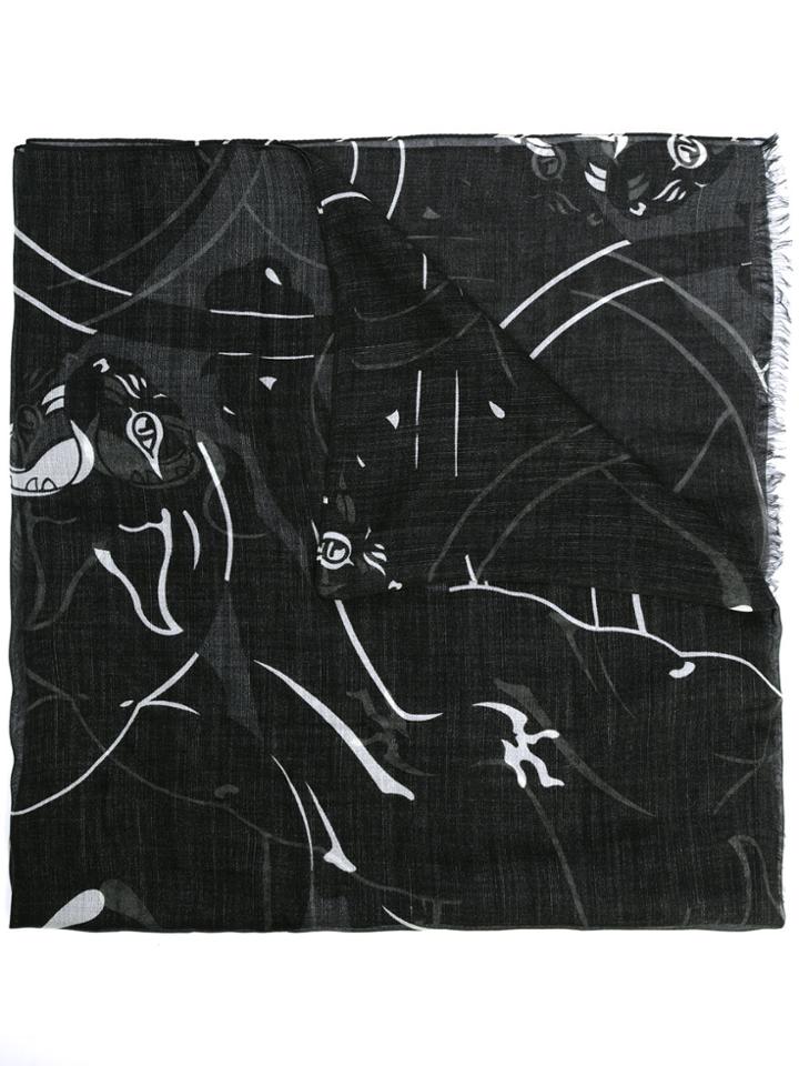 Valentino Panther Print Scarf - Green